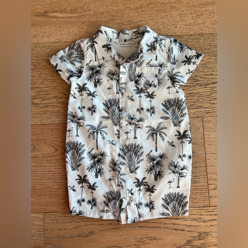 NWT: Janie and Jack Palm Tree Romper size 3-6 months